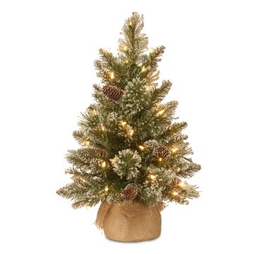 Künstlicher Christbaum RIGA, Jutesack, mit Zapfen, weiß, LEDs, 60cm, Ø40cm Künstlicher Christbaum RIGA, Jutesack, mit Zapfen, weiß, LEDs, 60cm, Ø40cm