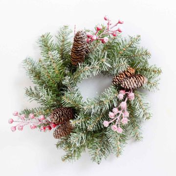Künstlicher Kranz RAVENNA mit Zapfen, beschneit, Ø30cm