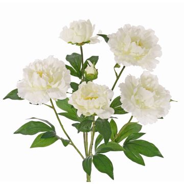 Kunstblume Pfingstrosen Strauch LYANA, Steckstab, weiß, 45cm, Ø30cm