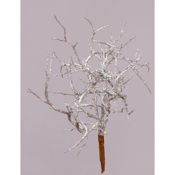 Deko Zweig Koralle SPUNKY auf Steckstab, Glitzer, silber, 20cm