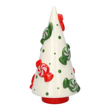 Dekofigur Tannenbaum CRUMB aus Keramik, mit Bonbons, rot-weiß-grün, 23,6cm, Ø11,8cm