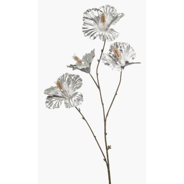 Kunstzweig Hibiskus KEALANI, metallic-silber-gold, 80cm