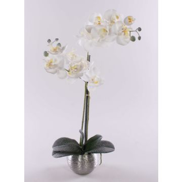 Textil Phalaenopsis Orchidee KAREN, Dekotopf, gefroren, weiß, 50cm Textil Phalaenopsis Orchidee KAREN, Dekotopf, gefroren, weiß, 50cm