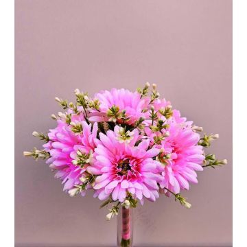 Kunst Blumenstrauß Gerbera TEMBAR, pink, 30cm, Ø22cm