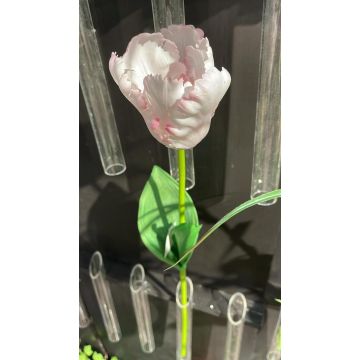 Kunststoff Blume Papageitulpe PETSCHORA, weiß-rosa, 65cm