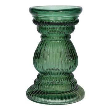 Glas Blumenvase ELEONORE mit Rillen, recycelt, grün-klar, 20cm, Ø12,5cm Glas Blumenvase ELEONORE mit Rillen, recycelt, grün-klar, 20cm, Ø12,5cm