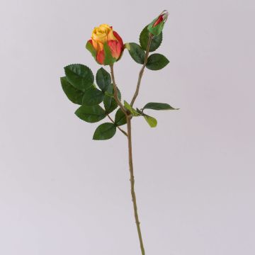 Samt Rose RENESMEE, gelb-rot, 45cm, Ø6cm