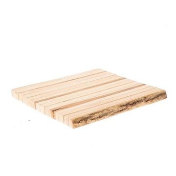 Naturdeko Tablett SULIEN mit Rinde, natur, 35x35x3cm