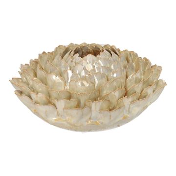 Keramikvase Lotusblüte MARILUNA, handmade, beige, 13cm, Ø28,5cm