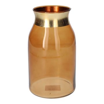 Blumenvase LUNARA aus Glas, braun-gold-klar, 21cm, Ø12cm Blumenvase LUNARA aus Glas, braun-gold-klar, 21cm, Ø12cm