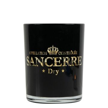 Teelichtglas Kerzen Halter LEONARDAS mit Sancerre Schriftzug, schwarz-matt-gold-glänzend, 12,5cm, Ø10cm Teelichtglas Kerzen Halter LEONARDAS mit Sancerre Schriftzug, schwarz-matt-gold-glänzend, 12,5cm, Ø10cm