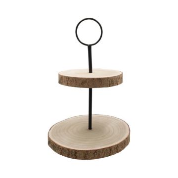 Etagere JESSALYN aus Paulownia, 2-Stufig, natur, 38cm, Ø33cm Etagere JESSALYN aus Paulownia, 2-Stufig, natur, 38cm, Ø33cm