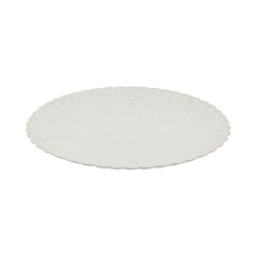 Runder Deko Teller KHADIJA mit Rillen, Kunststoff, weiß, 3cm, Ø33cm