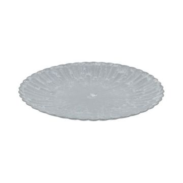 Runder Deko Teller KHADIJA mit Rillen, Kunststoff, grau, 3cm, Ø33cm