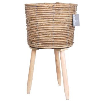 Skandinavischer Korb Übertopf SOLEA, Holzbeine, beige, 45cm, Ø26cm