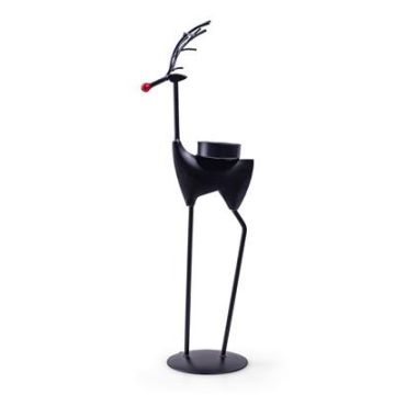 Metall Teelichthalter Rentier ALESSARO mit Glaseinsatz, schwarz, 12,5x9x37cm Metall Teelichthalter Rentier ALESSARO mit Glaseinsatz, schwarz, 12,5x9x37cm