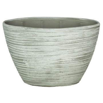 Ovaler Keramik Orchideentopf ADELPHOS, Rillen, weiß-hellgrau, 32x14,5x22,5cm Ovaler Keramik Orchideentopf ADELPHOS, Rillen, weiß-hellgrau, 32x14,5x22,5cm