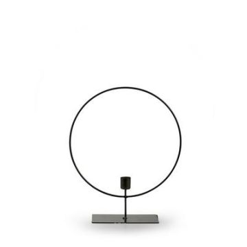 Metallring Kerzenhalter BERSINA mit Standfuß, schwarz, 30cm, Ø25cm Metallring Kerzenhalter BERSINA mit Standfuß, schwarz, 30cm, Ø25cm