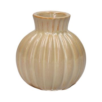 Keramikflasche OLLIVERA mit Rillen, beige, 6,5cm, Ø6cm