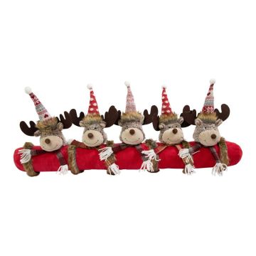 Weihnachtlicher Zugluftstopper RUDIS mit Rentieren, rot, 88x15x30cm