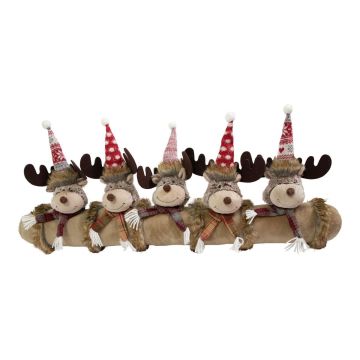 Weihnachtlicher Zugluftstopper RUDIS mit Rentieren, beige, 88x15x30cm