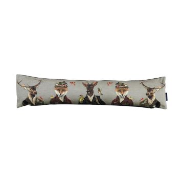Dekoratives Zugluftkissen EMTIS mit Hirsch Fuchs Motiv, grau, 90x15x20cm 