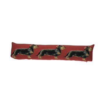 Dekoratives Zugluftkissen EMTIS mit Rauhaardackel Motiv, rot, 90x15x20cm