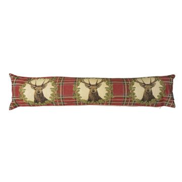 Dekoratives Zugluftkissen EMTIS mit Hirschmotiv, rot, 90x15x20cm