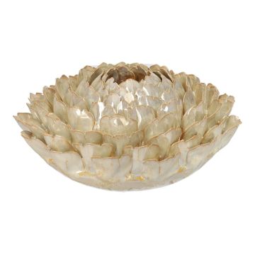 Keramikvase Lotusblüte MARILUNA, handmade, beige, 18cm, Ø43cm