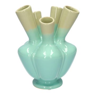 Blumenvase ANNALIES aus Keramik, mit 5 Öffnungen, hellblau-grün, 26cm, Ø19cm Blumenvase ANNALIES aus Keramik, mit 5 Öffnungen, hellblau-grün, 26cm, Ø19cm