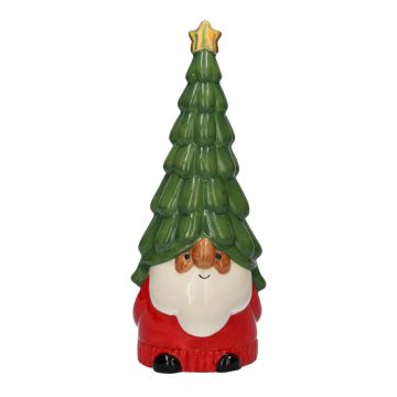 Keramik Figur Weihnachtsmann SANTOR, rot-weiß-grün, 23,5cm, Ø10cm