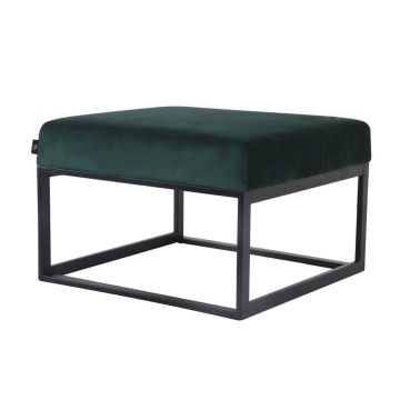 Polsterhocker SOLENNE, Veloursbezug, Metallgestell, dunkelgrün-schwarz, 60x60x40cm Polsterhocker SOLENNE, Veloursbezug, Metallgestell, dunkelgrün-schwarz, 60x60x40cm