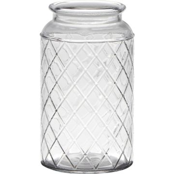 Windlichtglas THIDA, Rautenmuster, klar, 18cm, Ø10cm