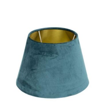 Samt Lampenschirm KURANO, petrolblau-gold, 18cm, Ø25cm Samt Lampenschirm KURANO, petrolblau-gold, 18cm, Ø25cm
