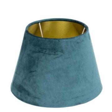 Samt Lampenschirm KURANO, petrolblau-gold, 21cm, Ø30cm Samt Lampenschirm KURANO, petrolblau-gold, 21cm, Ø30cm