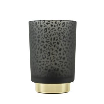 LED Tischlampe Glas SAVELO, Gepard Motiv, schwarz-gold, 14,5cm, Ø10cm LED Tischlampe Glas SAVELO, Gepard Motiv, schwarz-gold, 14,5cm, Ø10cm