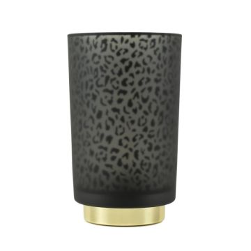 LED Tischlampe Glas SAVELO, Gepard Motiv, schwarz-gold, 19,5cm, Ø12cm LED Tischlampe Glas SAVELO, Gepard Motiv, schwarz-gold, 19,5cm, Ø12cm