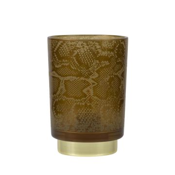 LED Tischlampe Glas SAVELO, Schlangen Motiv, braun-gold, 14,5cm, Ø10cm LED Tischlampe Glas SAVELO, Schlangen Motiv, braun-gold, 14,5cm, Ø10cm