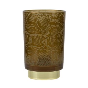 LED Tischlampe Glas SAVELO, Schlangen Motiv, braun-gold, 19,5cm, Ø12cm LED Tischlampe Glas SAVELO, Schlangen Motiv, braun-gold, 19,5cm, Ø12cm