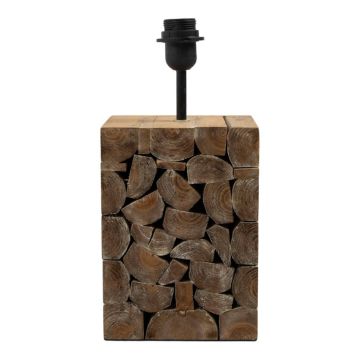 Tischlampe HASAGO mit Holzfuß, natur-creme, 37,5cm, Ø18cm