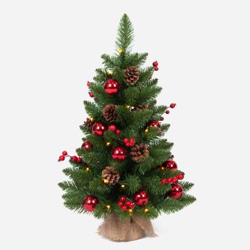 Kunst Tannenbaum KERAVA, LEDs, geschmückt, 60cm, Ø40cm