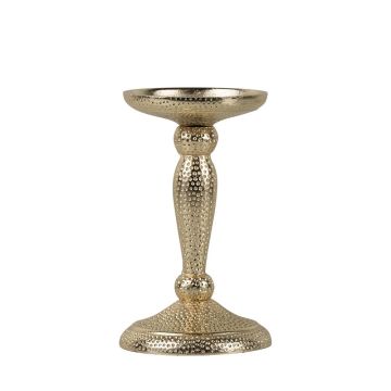 Aluminium Kerzenhalter ELIZABELLE, gehämmert, gold, 16,5cm, Ø10cm Aluminium Kerzenhalter ELIZABELLE, gehämmert, gold, 16,5cm, Ø10cm