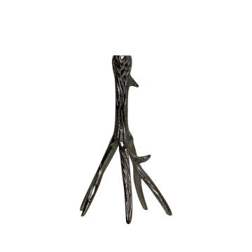 Geweih Kerzenständer JOLANTHE für Stabkerzen, Aluminium, silber, 14x11x24cm Geweih Kerzenständer JOLANTHE für Stabkerzen, Aluminium, silber, 14x11x24cm
