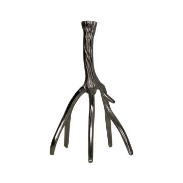Geweih Kerzenständer JOLANTHE für Stabkerzen, Aluminium, silber, 18x19x33cm Geweih Kerzenständer JOLANTHE für Stabkerzen, Aluminium, silber, 18x19x33cm