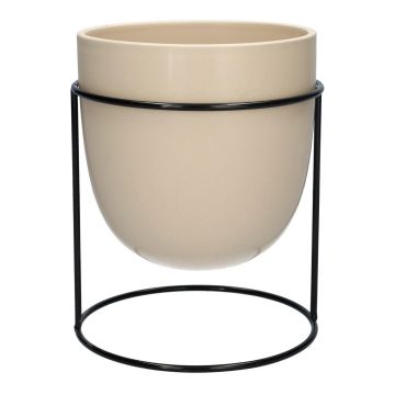 Übertopf Keramik DIMITRIOS mit Metallständer, beige-matt-schwarz, 13cm, Ø10,8cm Übertopf Keramik DIMITRIOS mit Metallständer, beige-matt-schwarz, 13cm, Ø10,8cm