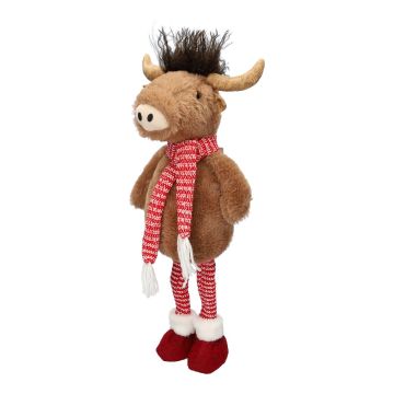 Plüschige Dekotier Stier STADEN, stehend, braun-rot, 25x18x67cm