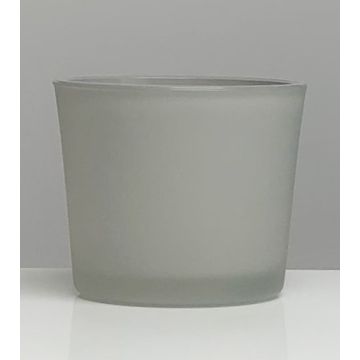 Maxi Teelichtglas ALENA FROST, grau matt, 9cm, Ø10cm