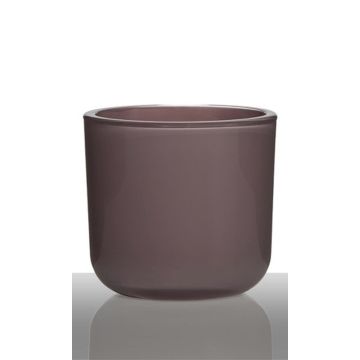 Kerzenhalter NICK aus Glas, altrosa, 13cm, Ø14cm