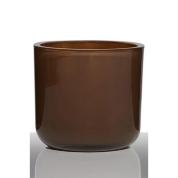 Kerzenhalter NICK aus Glas, schokobraun, 13cm, Ø14cm