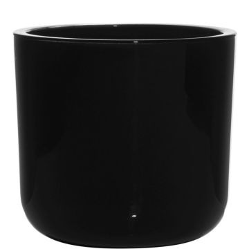 Kerzenhalter NICK aus Glas, schwarz, 13cm, Ø14cm